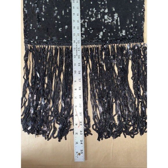 Suit Yourself Costume Black Sequin Pencil Skirt Long Black Fringe - Women's M - Picture 6 of 7